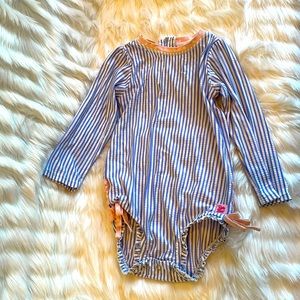 RuffleButts Toddler Girls Long Sleeve One Piece Swimsuit